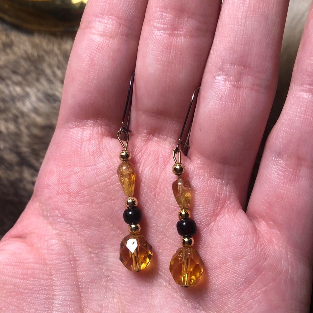 Handmade gold/silver toned hanging earrings